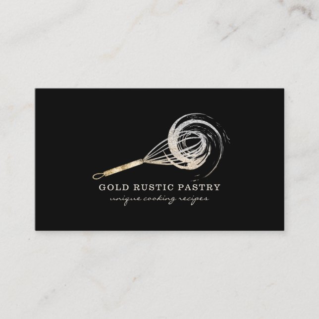 Sparkle Whisk Glitter Gold Bakery Glitz Business Card (Front)