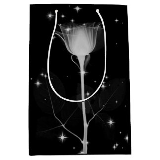 Sparkle X-Ray Flower on Black Medium Gift Bag