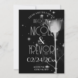 Sparkle X-Ray Flower On Black Save the Date