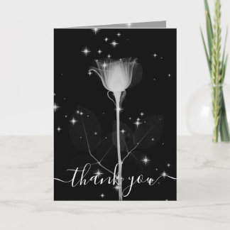 Sparkle X-Ray Flower on Black Thank You Card