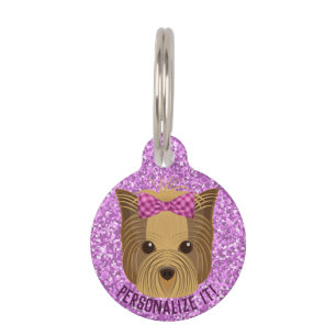 Sparkle Yorkie Yorkshire Terrier Puppy Dog Glitter Pet Tag