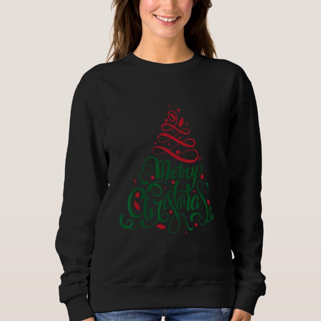 Sparklenation Merry Christmas Tree Bling Sweatshirt (Front)