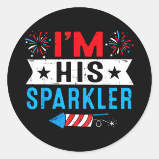 Sparkler and 4th of july matching couplesSparkler  Classic Round Sticker