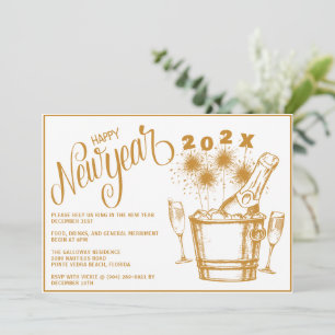 Sparkler and Champagne New Year's (any year) Party Invitation