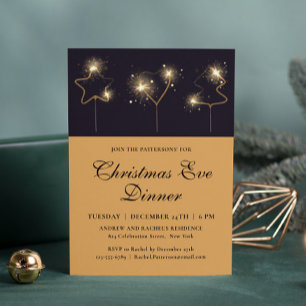 Sparkler Christmas Eve Dinner Party Modern Chic Invitation