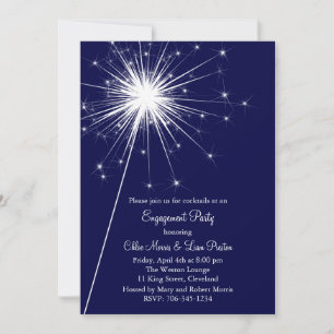 Sparkler Engagement Invitation (blue)