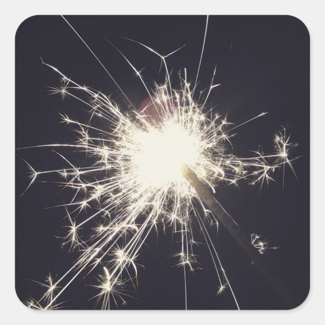 sparkler firework sparkle at night spark square sticker (Front)