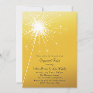 Sparkler Gold Engagement Invitation