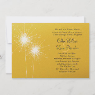 Sparkler Gold Wedding Invitation