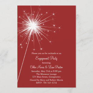 Sparkler in Red Engagement Invitation