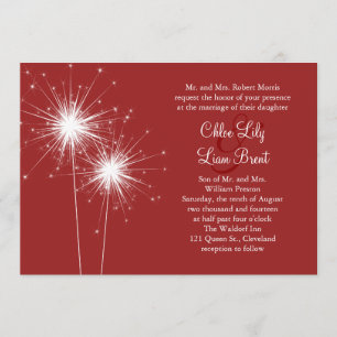 Sparkler in Red Wedding Invitation