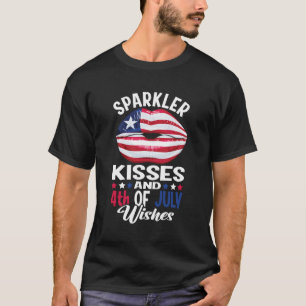 Sparkler Kisses And 4Th Of July Wishes American Li T-Shirt