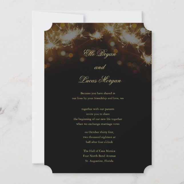 Sparkler Night Wedding Invitation (Front)