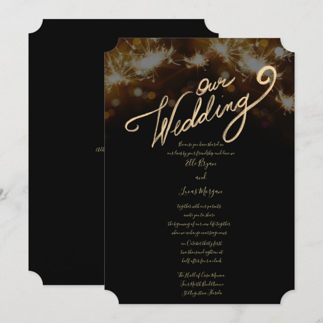 Sparkler Night Wedding Invitation (Front/Back)