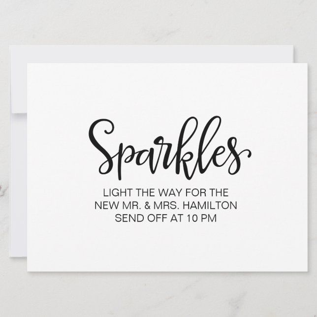 Sparkler Send Off Sign | Simple Calligraphy Invitation (Front)