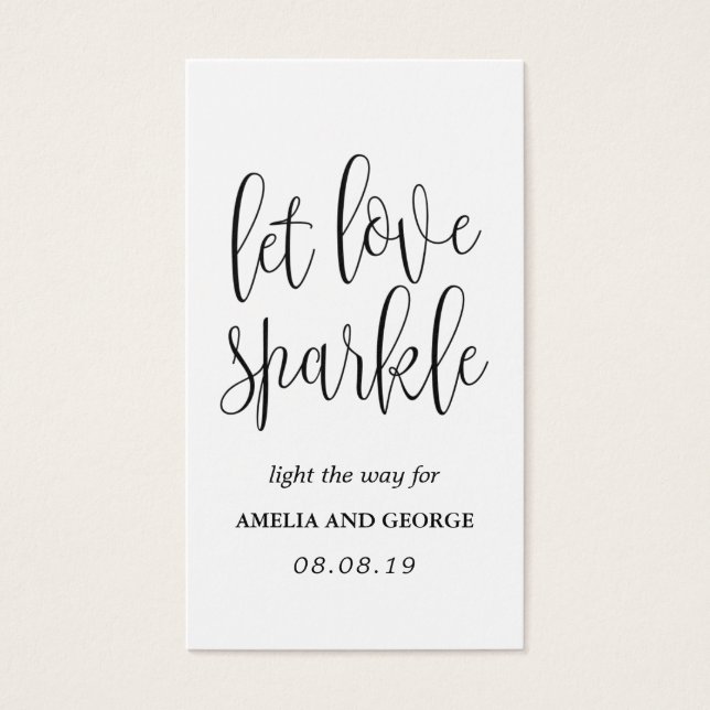 Sparkler Send off Tags Lovely Calligraphy (Front)