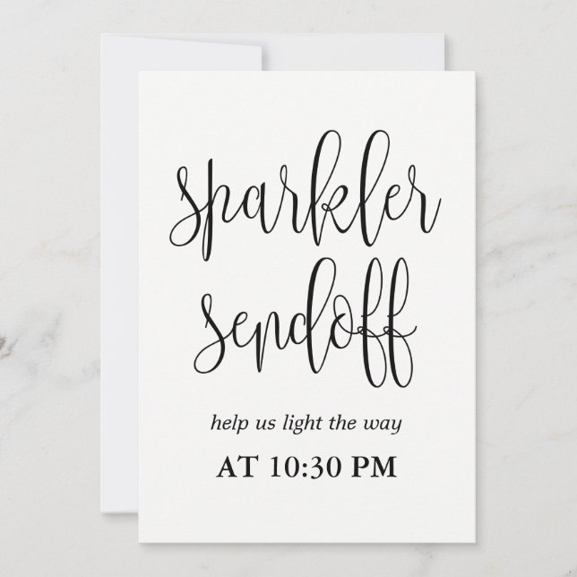 Sparkler Sendoff Sign - Lovely Calligraphy Invitation (Front)