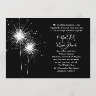 Sparkler Wedding Invitation (black)