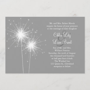 Sparkler Wedding Invitation in Grey