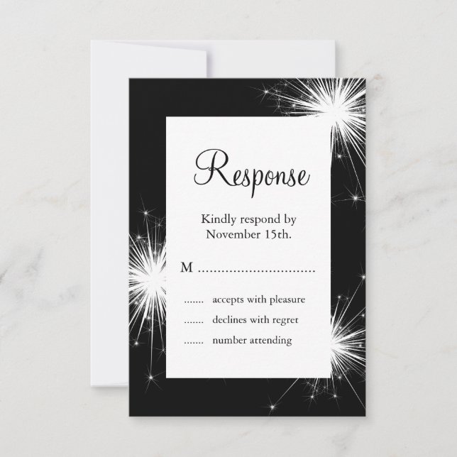 Sparkler Wedding RSVP (black) (Front)