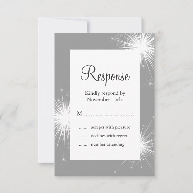 Sparkler Wedding RSVP (grey) Card (Front)