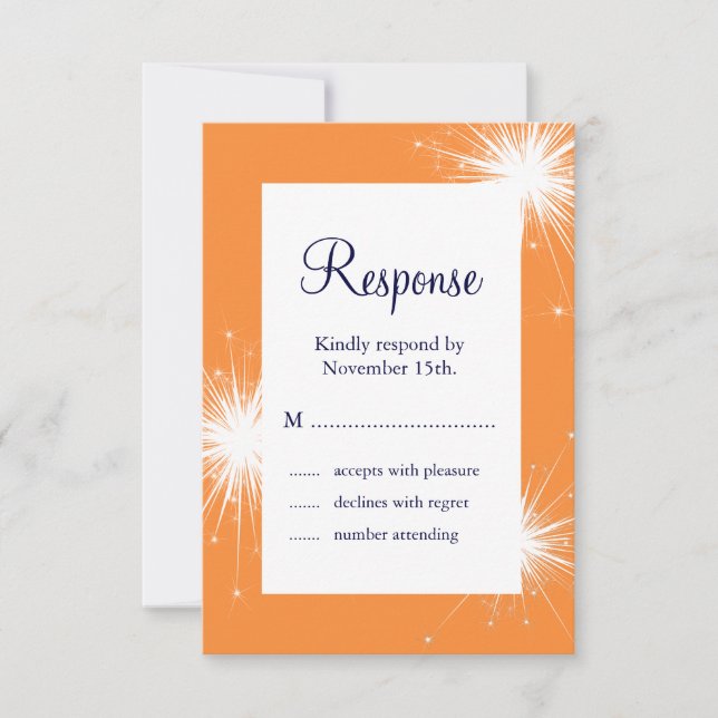 Sparkler Wedding RSVP (orange) (Front)