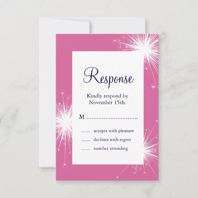 Sparkler Wedding RSVP (pink) (Front)