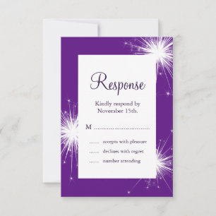 Sparkler Wedding RSVP (purple) Card