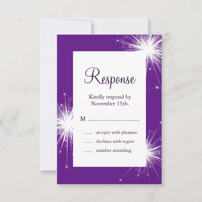 Sparkler Wedding RSVP (purple) Card (Front)