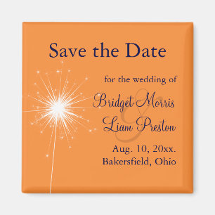 Sparkler Wedding Save the Date (orange) Magnet