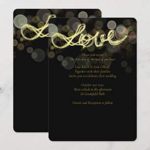 Sparkler Writing Love Wedding Invitations