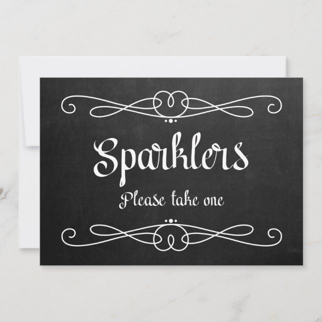 "Sparklers" Chalkboard Wedding Sign Invitation (Front)