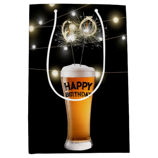 Sparklers In 60th Birthday Beer Glass  Medium Gift Bag (Front)