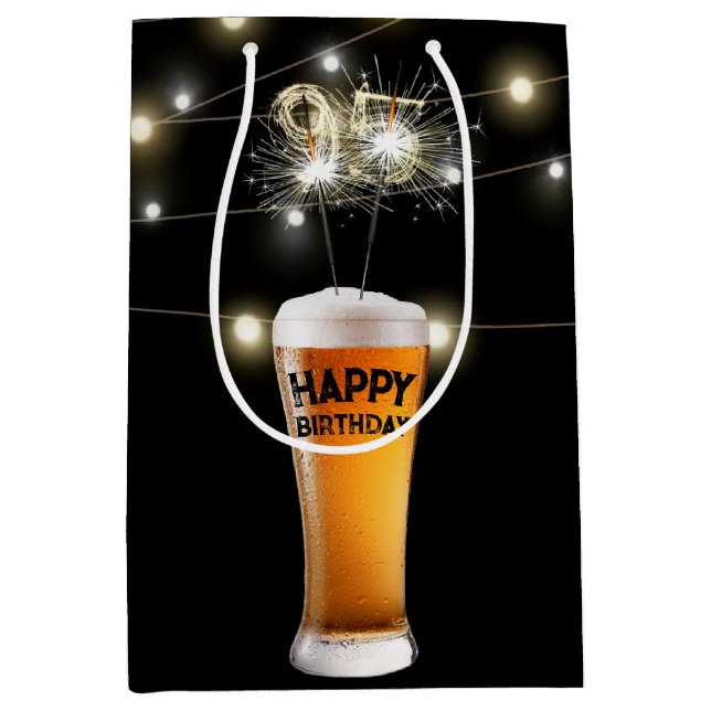 Sparklers In 95th Birthday Beer Glass Medium Gift Bag (Front)