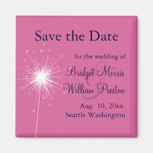 Sparklers Wedding Save the Date Magnet (pink)