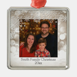 Sparkles and Snowflakes Photo Ornament