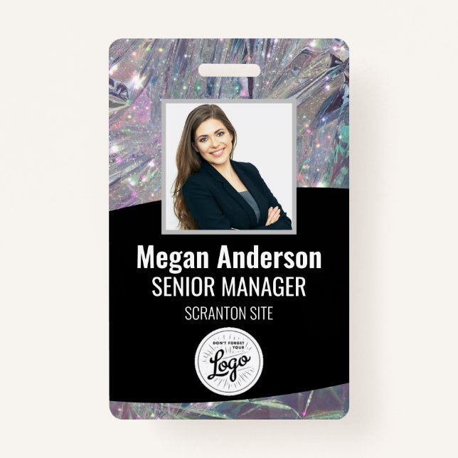 Sparkles Cute Employee Photo ID Badge (Front)