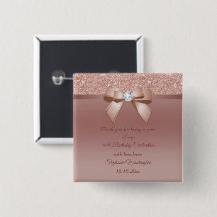 Sparkles & Glamour, Rose Gold Birthday Party 15 Cm Square Badge