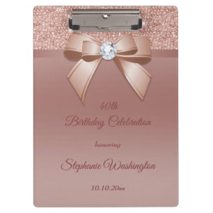 Sparkles & Glamour, Rose Gold Birthday Party Clipboard