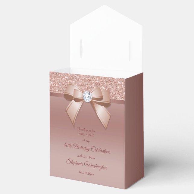 Sparkles & Glamour, Rose Gold Birthday Party Favour Box (Opened)