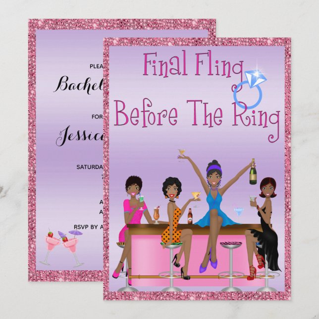 Sparkles & Glitter  Bachelorette Party Invitation (Front/Back)