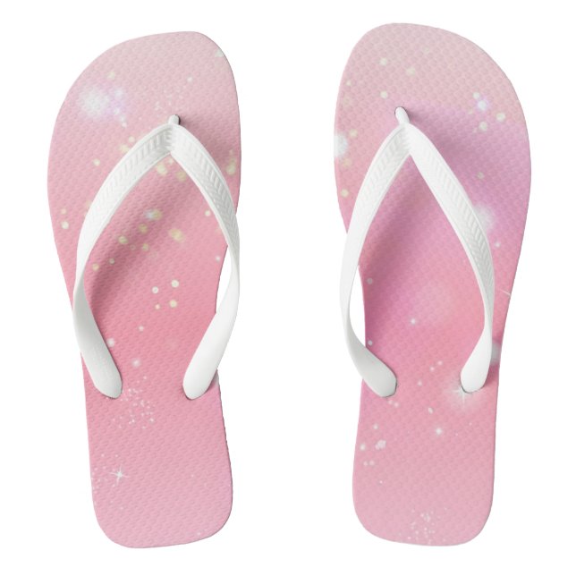 Sparkles on a Stylish Pastel Pink Background Flip Flops (Footbed)