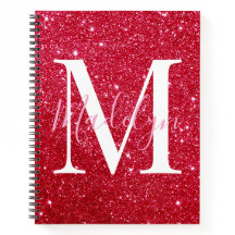 sparkles red glitter monogram name girly
