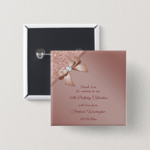 Sparkles & Rose Gold Glamour Birthday Party 15 Cm Square Badge