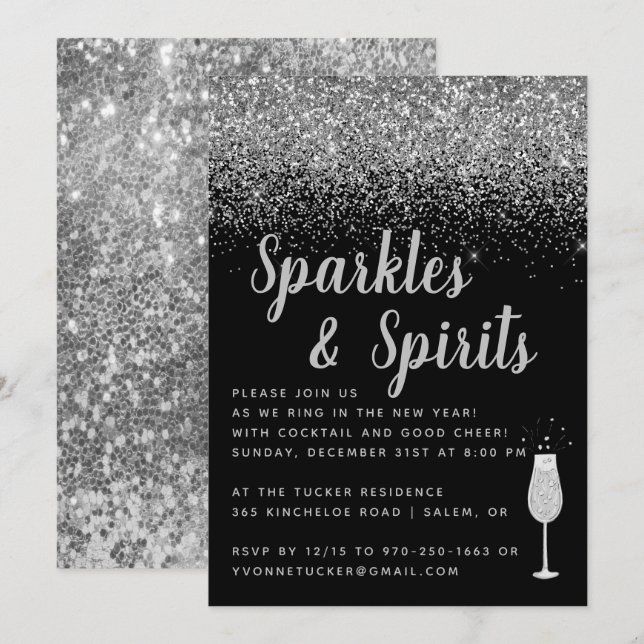 Sparkles & Spirits | New Years Eve Party Invitation (Front/Back)