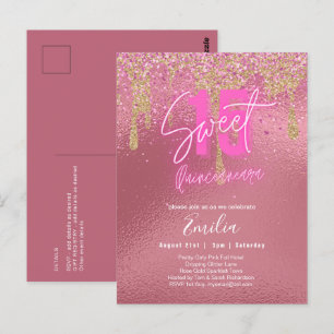 Sparkles Sweet16 Pretty Girly Pink 16th Birthday Postcard
