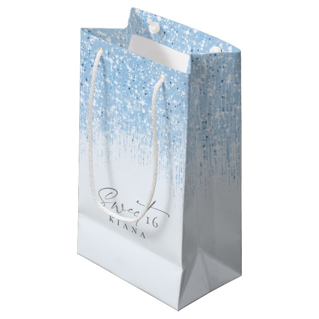 Sparkles Sweet Sixteen Blue ID912 Small Gift Bag (Front Angled)