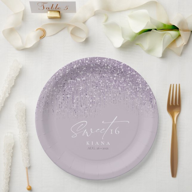 Sparkles Sweet Sixteen Mauve ID912 Paper Plate (Wedding)