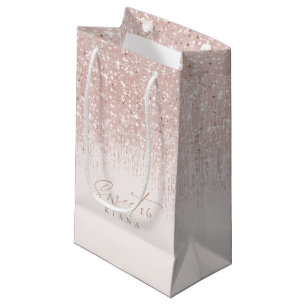 Sparkles Sweet Sixteen Rose Gold ID912 Small Gift Bag