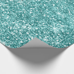 Sparkles - Teal 1 Faux Glitter Wrapping Paper
